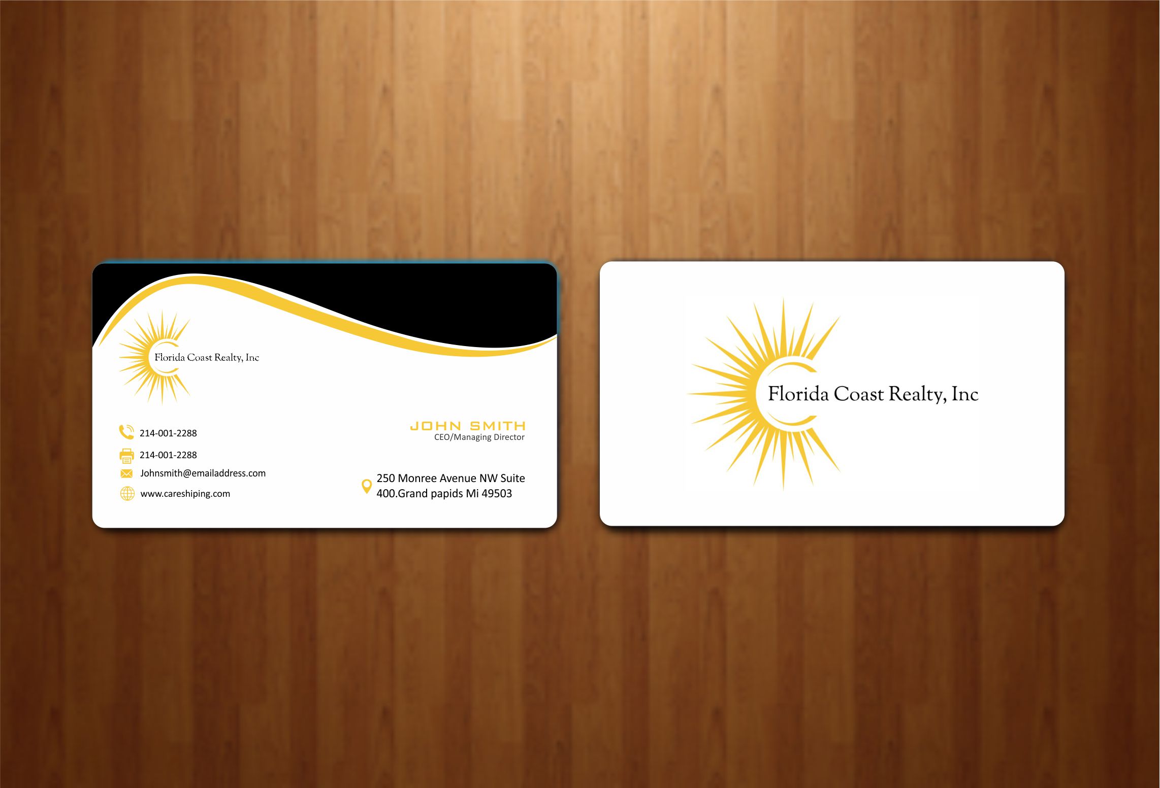 Visitenkarten-Design von Crea8iveMind für Florida Coast Realty, Inc.  | Design #26494932