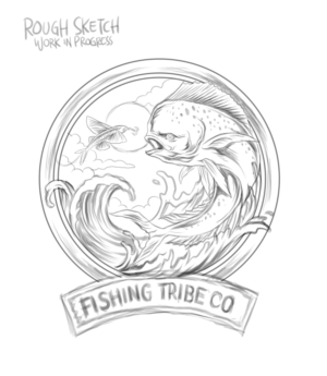 Fishing tribe. Dorado eating baitfish | Diseño de Camiseta por SangBlater