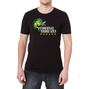 Fishing tribe. Dorado eating baitfish | Diseño de Camiseta por Jul-D