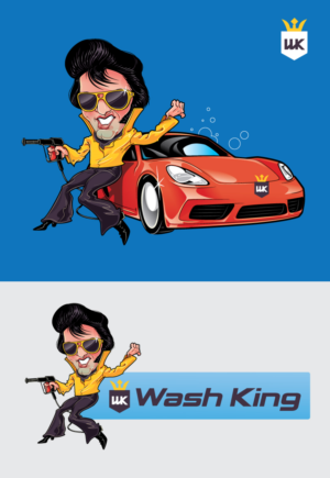 Wash King "Elvis" Mascot Character Design | Diseño Gráfico por ally designs