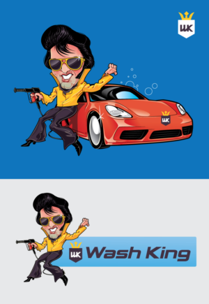 Wash King "Elvis" Mascot Character Design | Graphic Design by ally designs