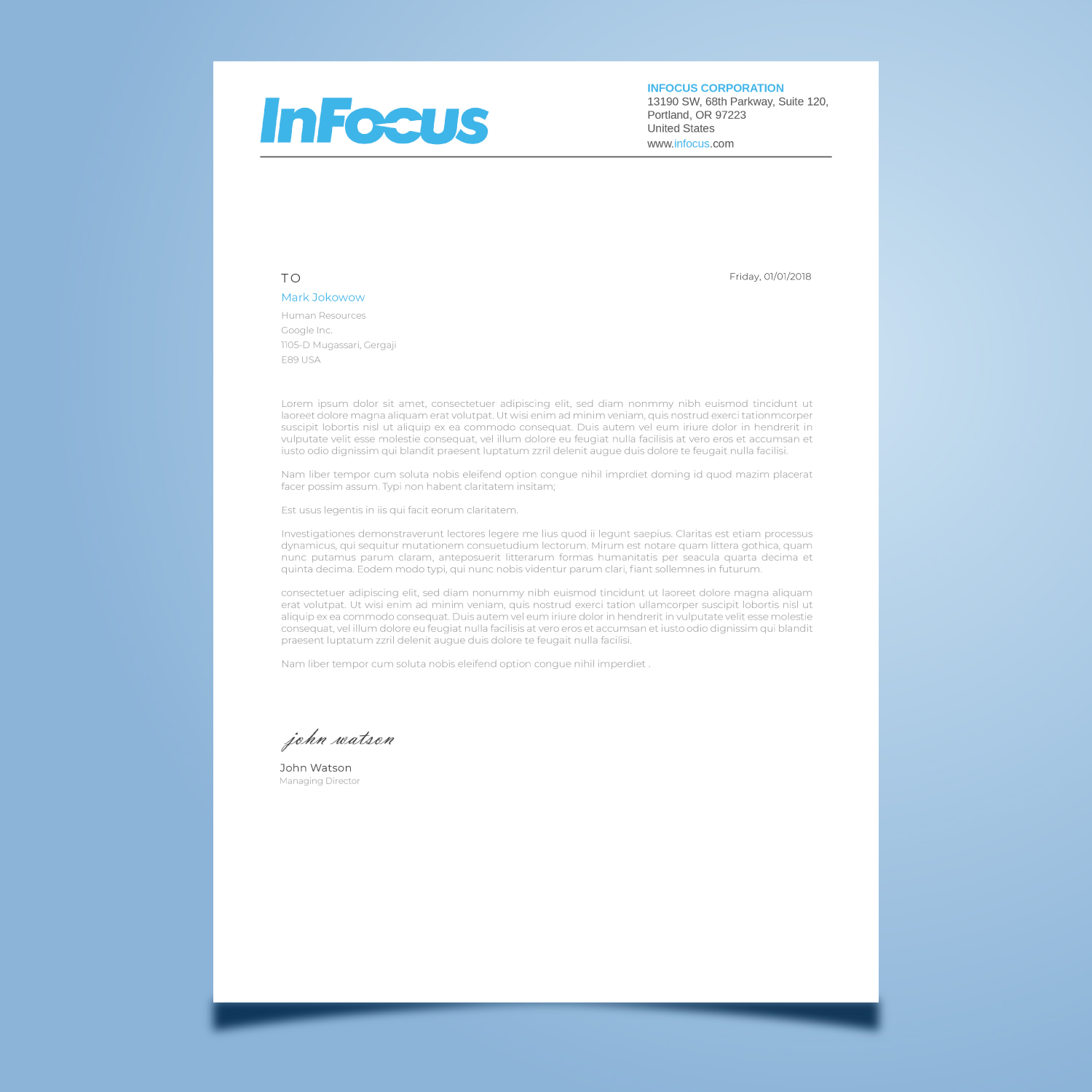 Stationery Design by Imagine design000 for InFocus Corporation | Design #26490209