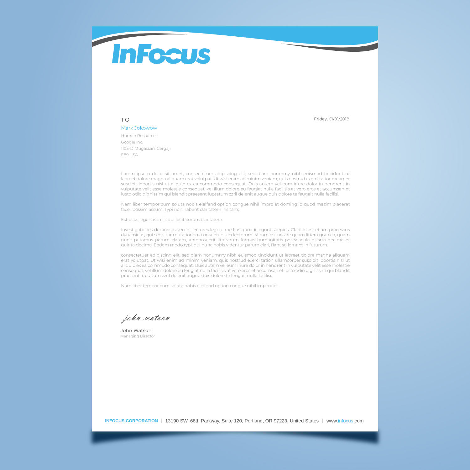 Stationery Design by Imagine design000 for InFocus Corporation | Design #26490256