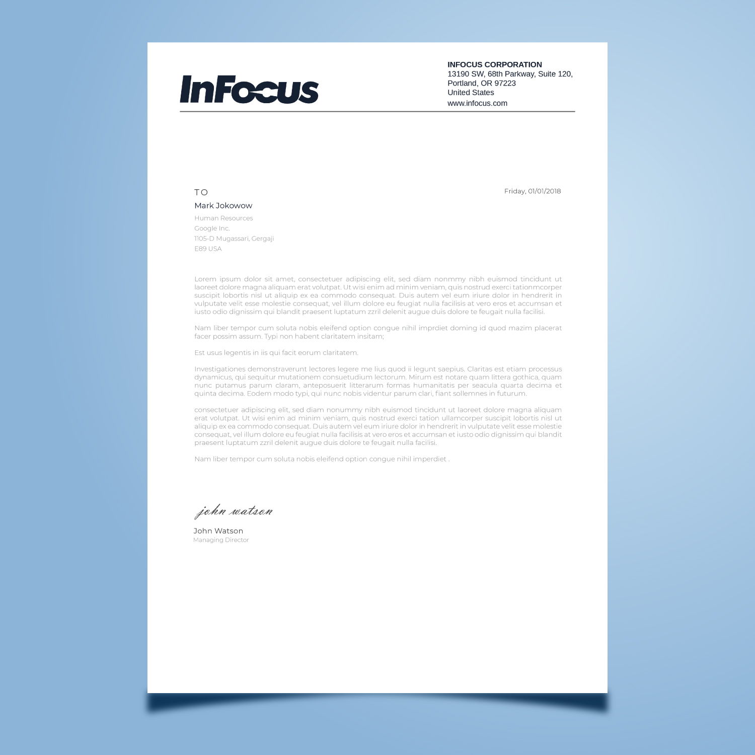 Stationery Design by Imagine design000 for InFocus Corporation | Design #26490264