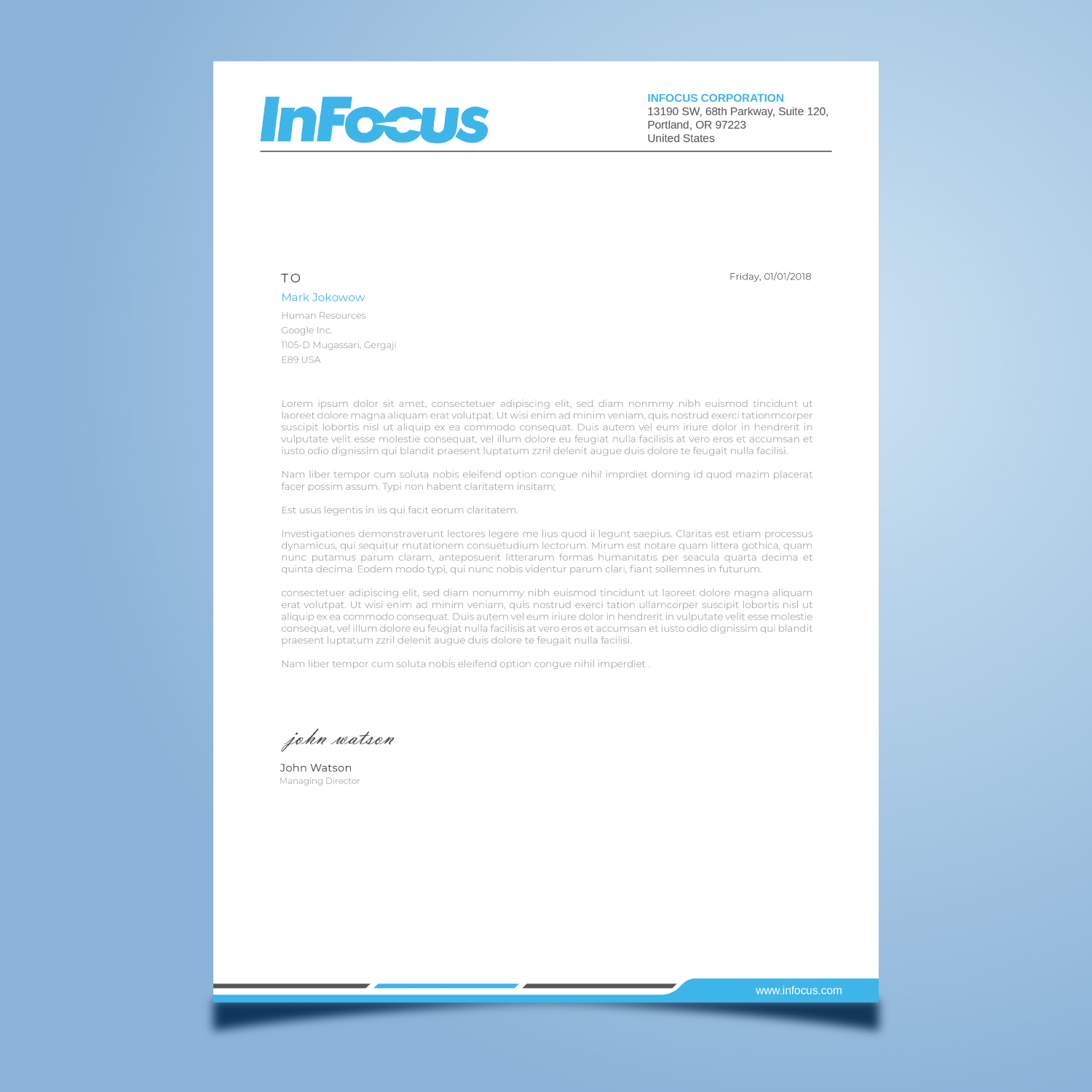 Stationery Design by Imagine design000 for InFocus Corporation | Design #26490279