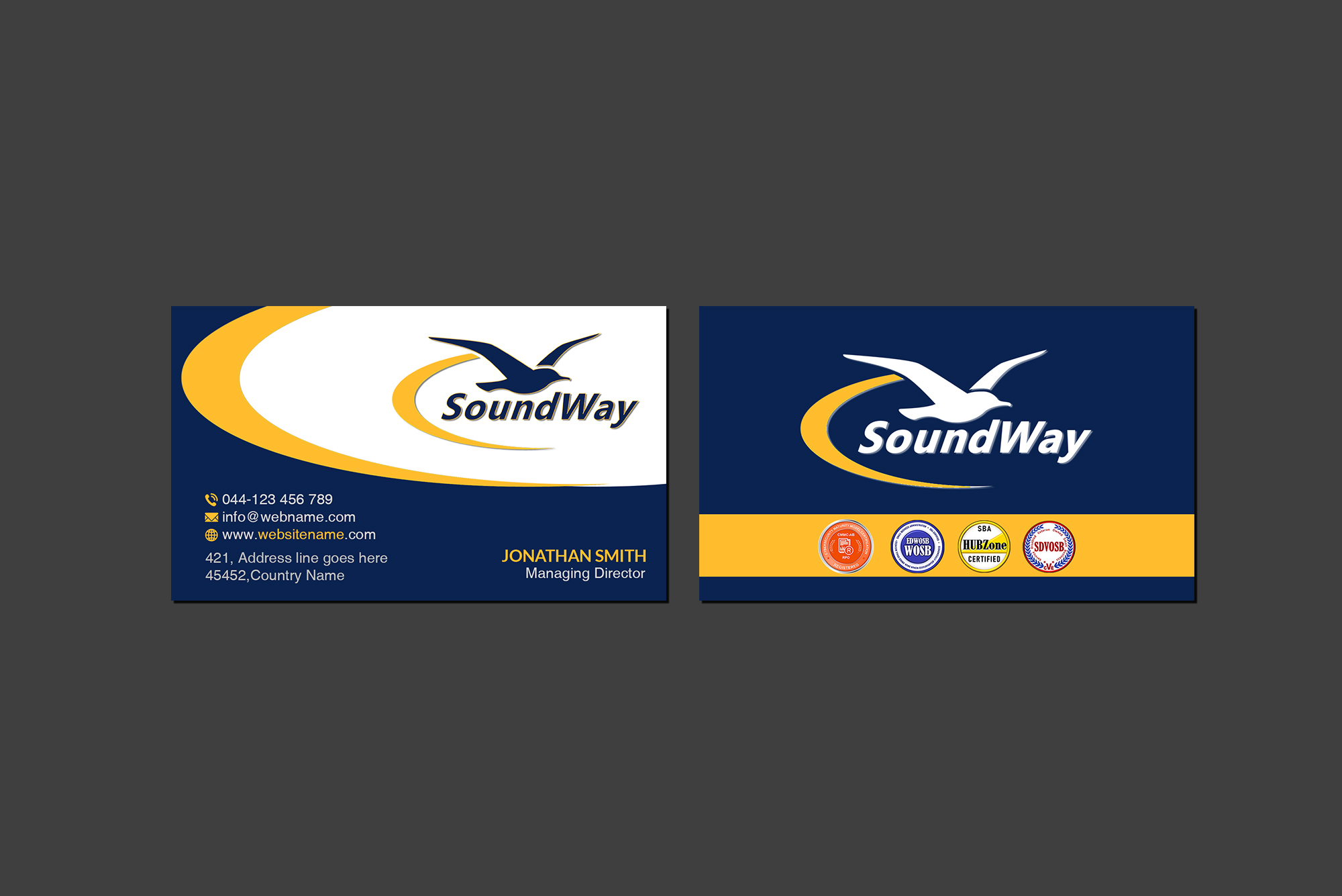 Visitenkarten-Design von Creations Box 2015 für SoundWay Technologies Inc. | Design #26506926