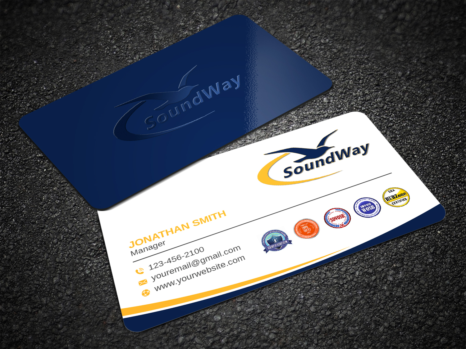 Business Card Design by LAXMI DESIGNHUB for SoundWay Consulting Incorporated | Design #26498982