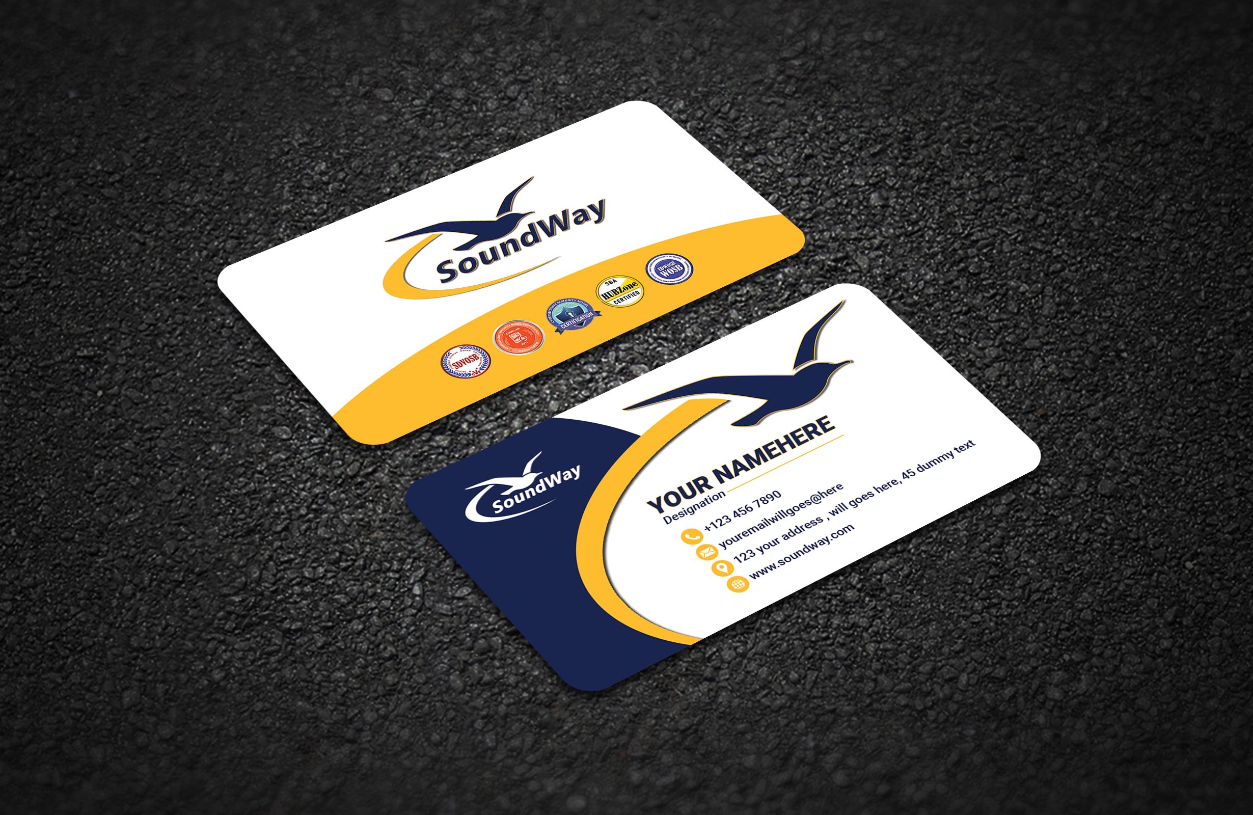 Business Card Design by BLUE WINGS for SoundWay Consulting Incorporated | Design #26527937
