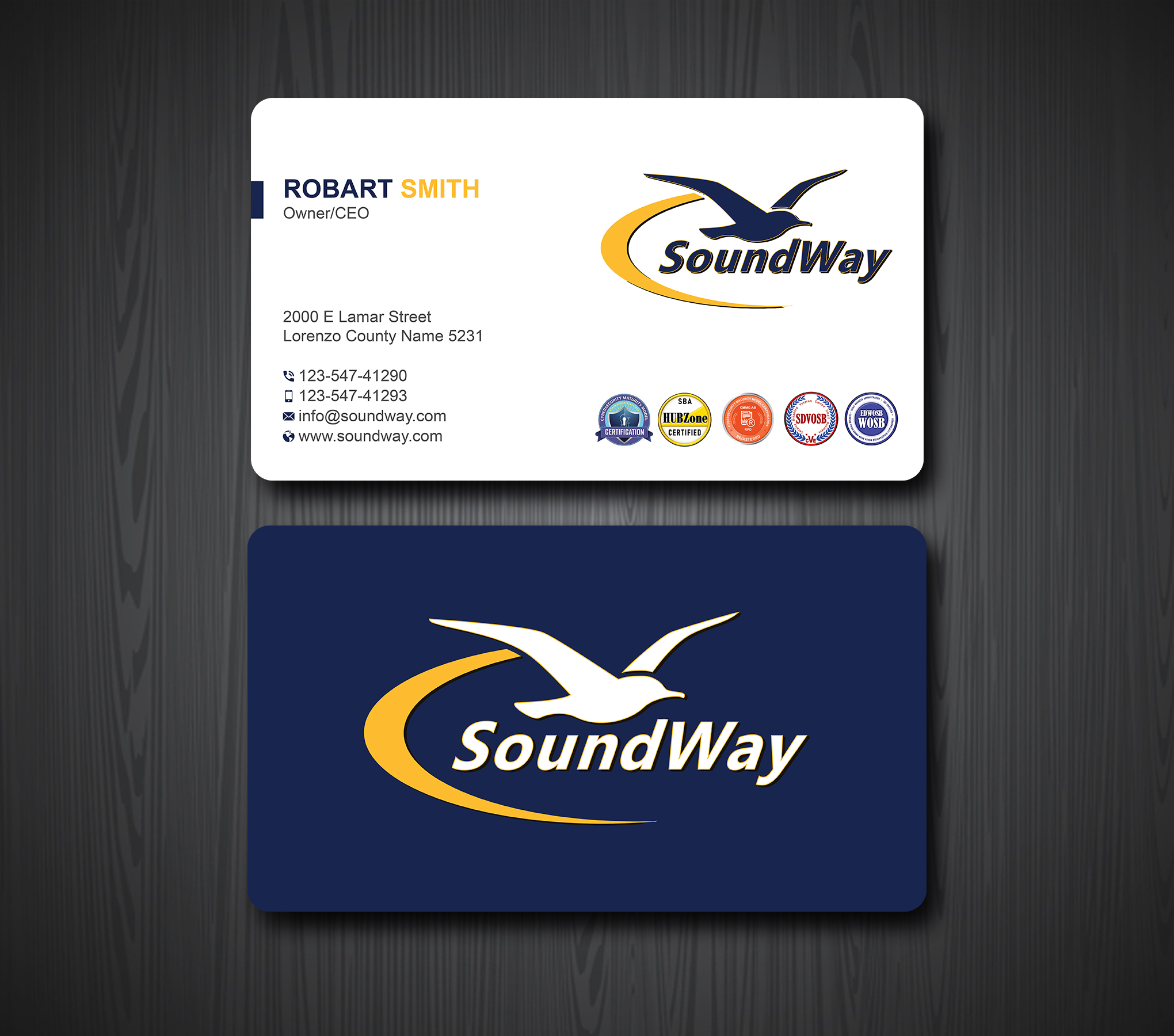 Design de Carte de Visite par Uttom 2 pour SoundWay Consulting Incorporated | Design #26500176