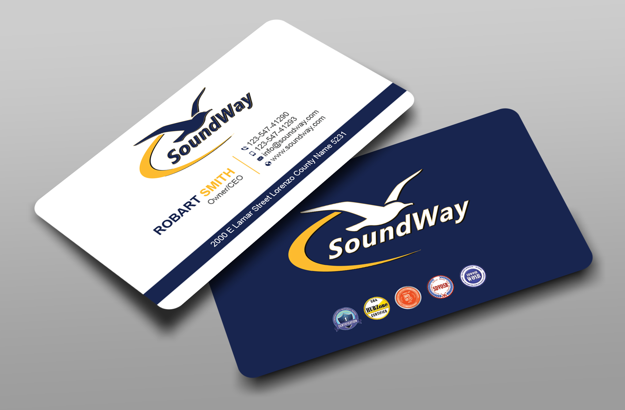 Design de Carte de Visite par Uttom 2 pour SoundWay Consulting Incorporated | Design #26500177