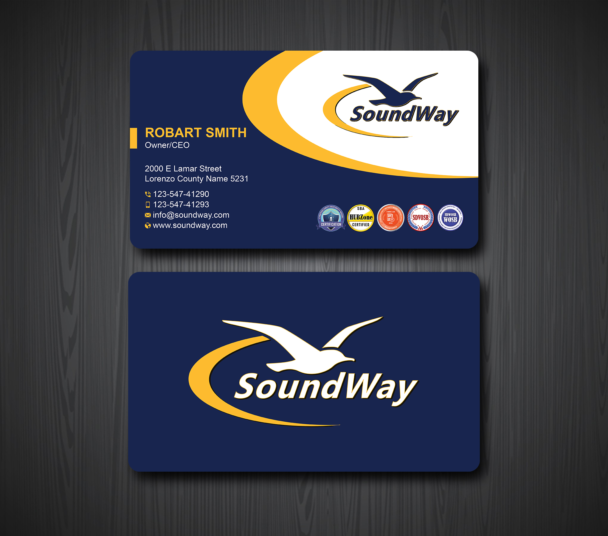 Business Card Design by Uttom 2 for SoundWay Consulting Incorporated | Design #26500180