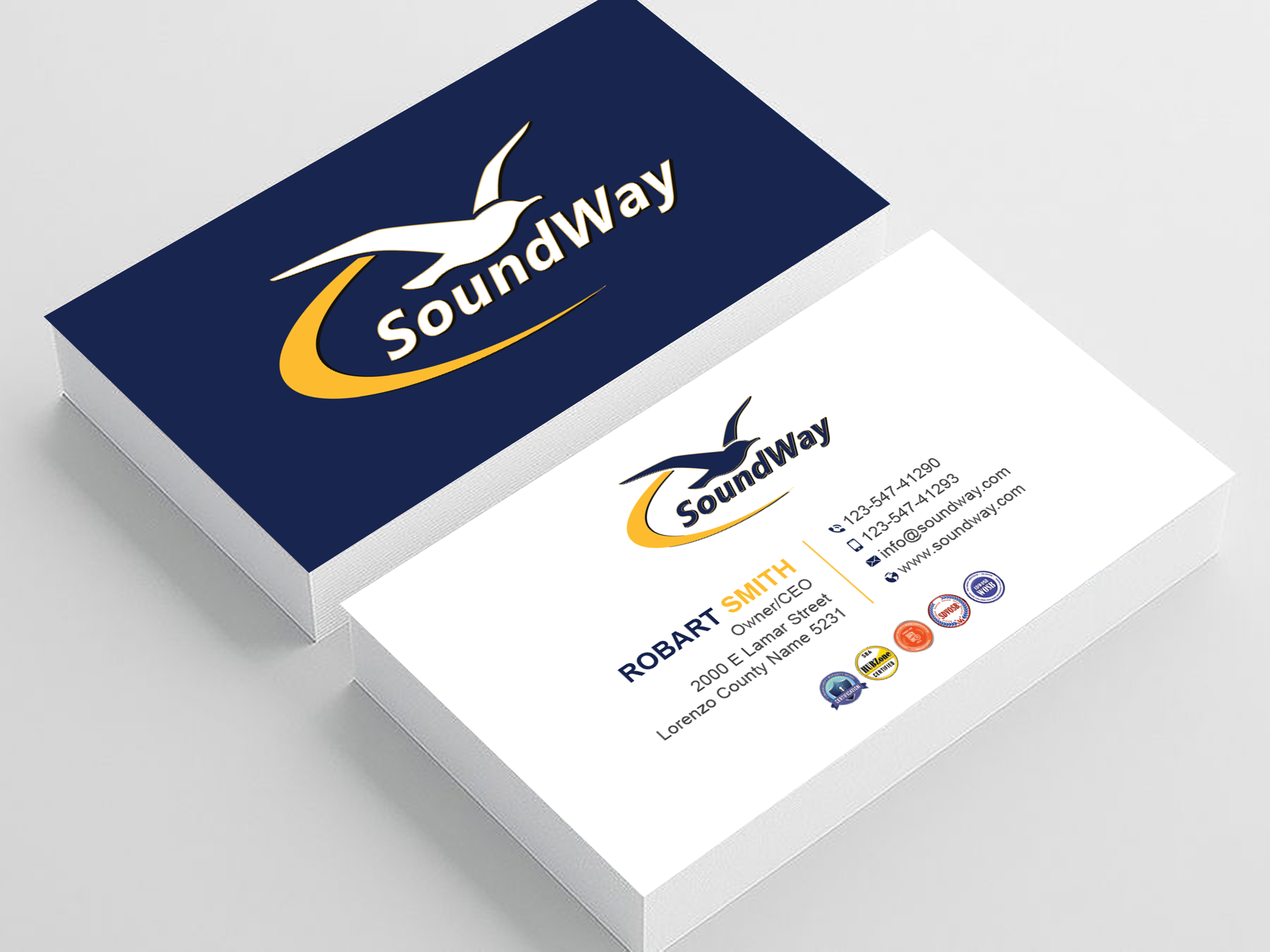 Design de Carte de Visite par Uttom 2 pour SoundWay Consulting Incorporated | Design #26533798