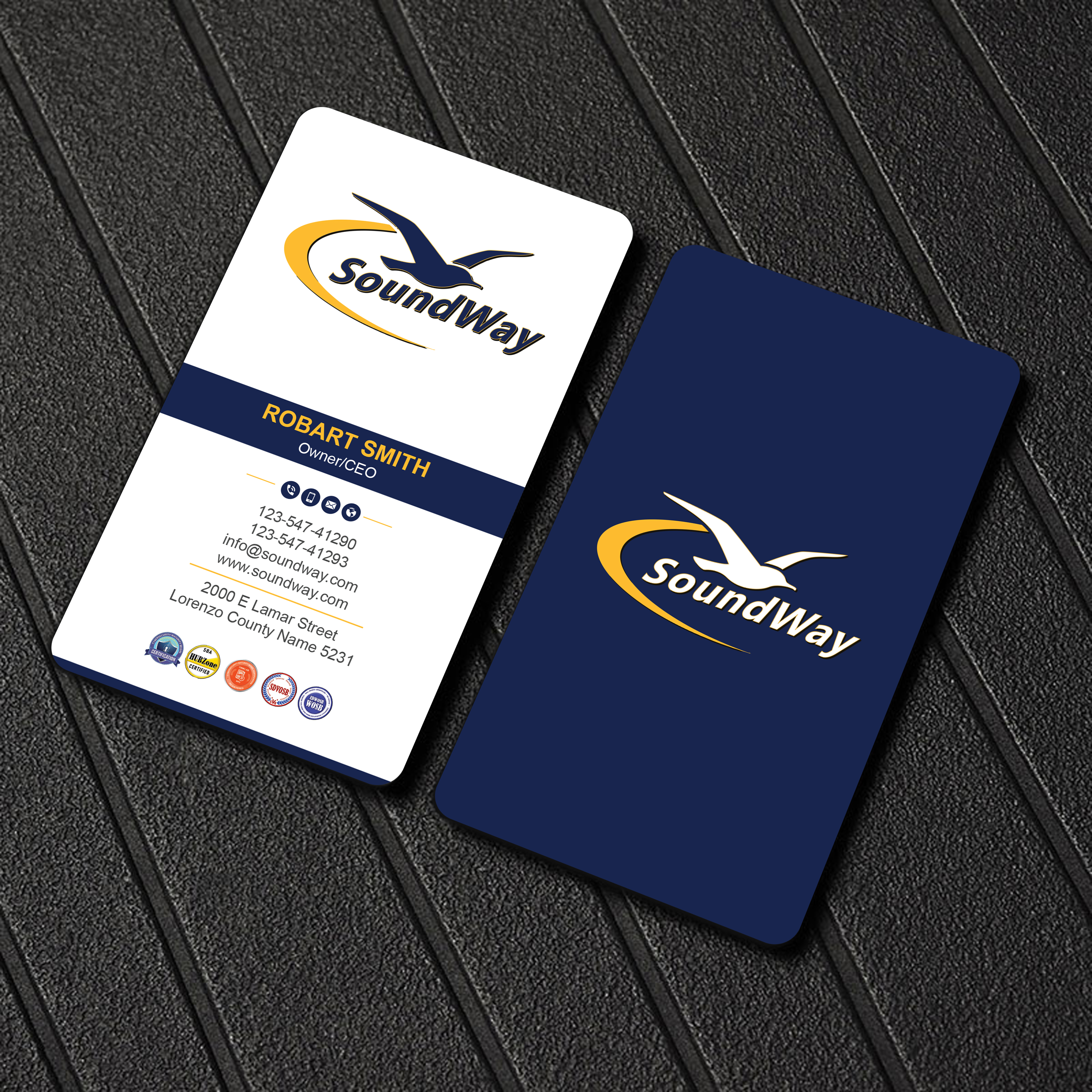 Design de Carte de Visite par Uttom 2 pour SoundWay Consulting Incorporated | Design #26533819