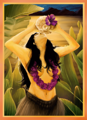 Back of T-shirt Illustration of tropical woman - it gets attention! | Diseño Con Ilustración por Gabriel T. Marques