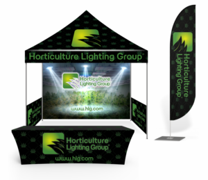 HLG expo 10x10 tent and accessories graphic design | Diseño de Stand de Feria por Maestroto