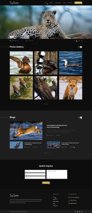 Wildlife photographer Website | Web-Design von Ved Web Services