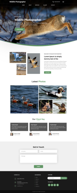 Wildlife photographer Website | Web-Design von Shijo John