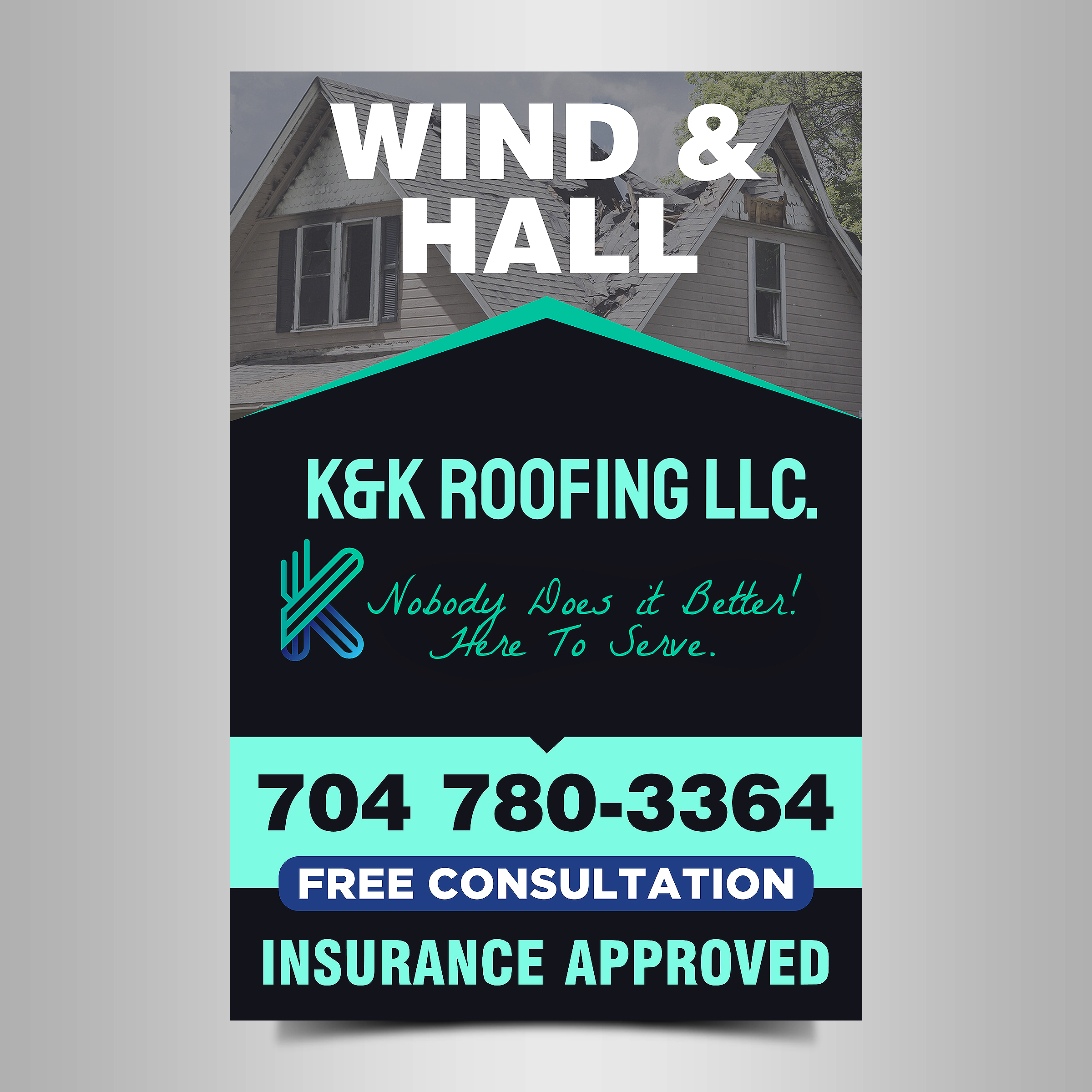 Signage Design by Designers Hub for K&K ROOFING  | Design #26513755