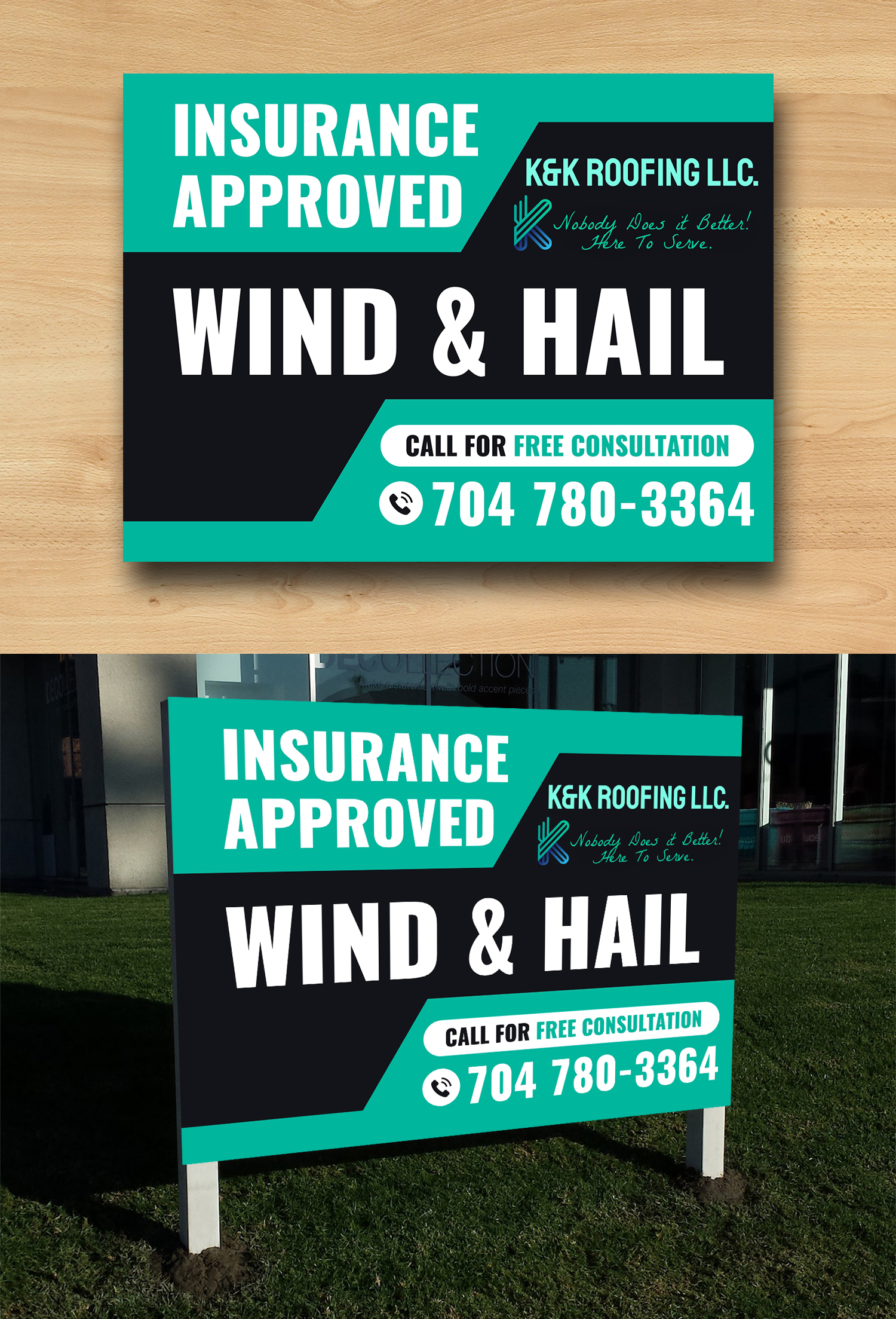 Signage Design by ecorokerz for K&K ROOFING  | Design #26511367