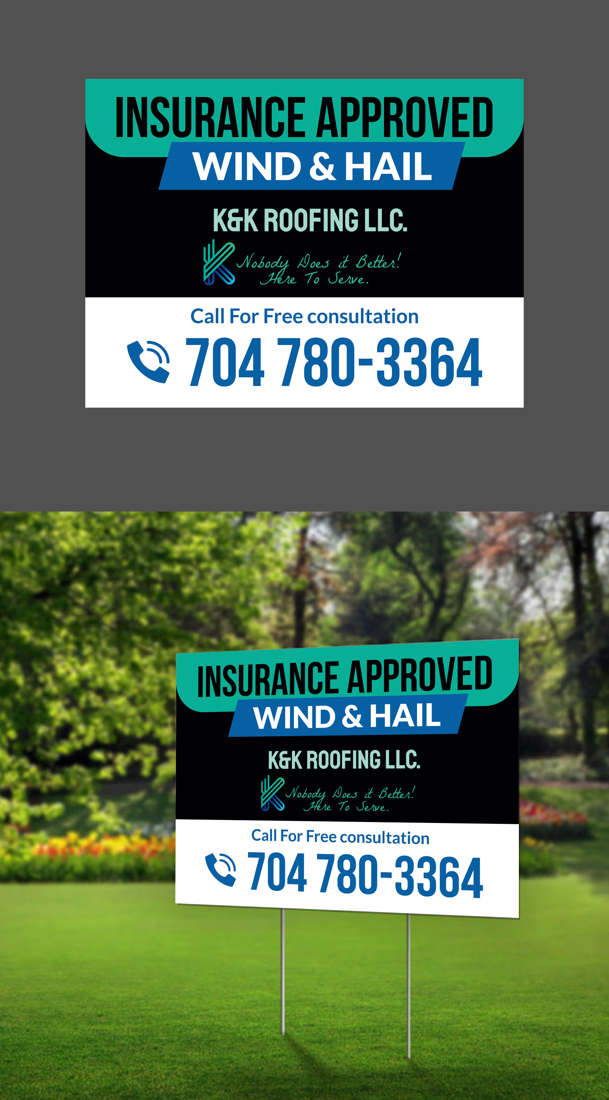 Signage Design by ecorokerz for K&K ROOFING  | Design #26511699