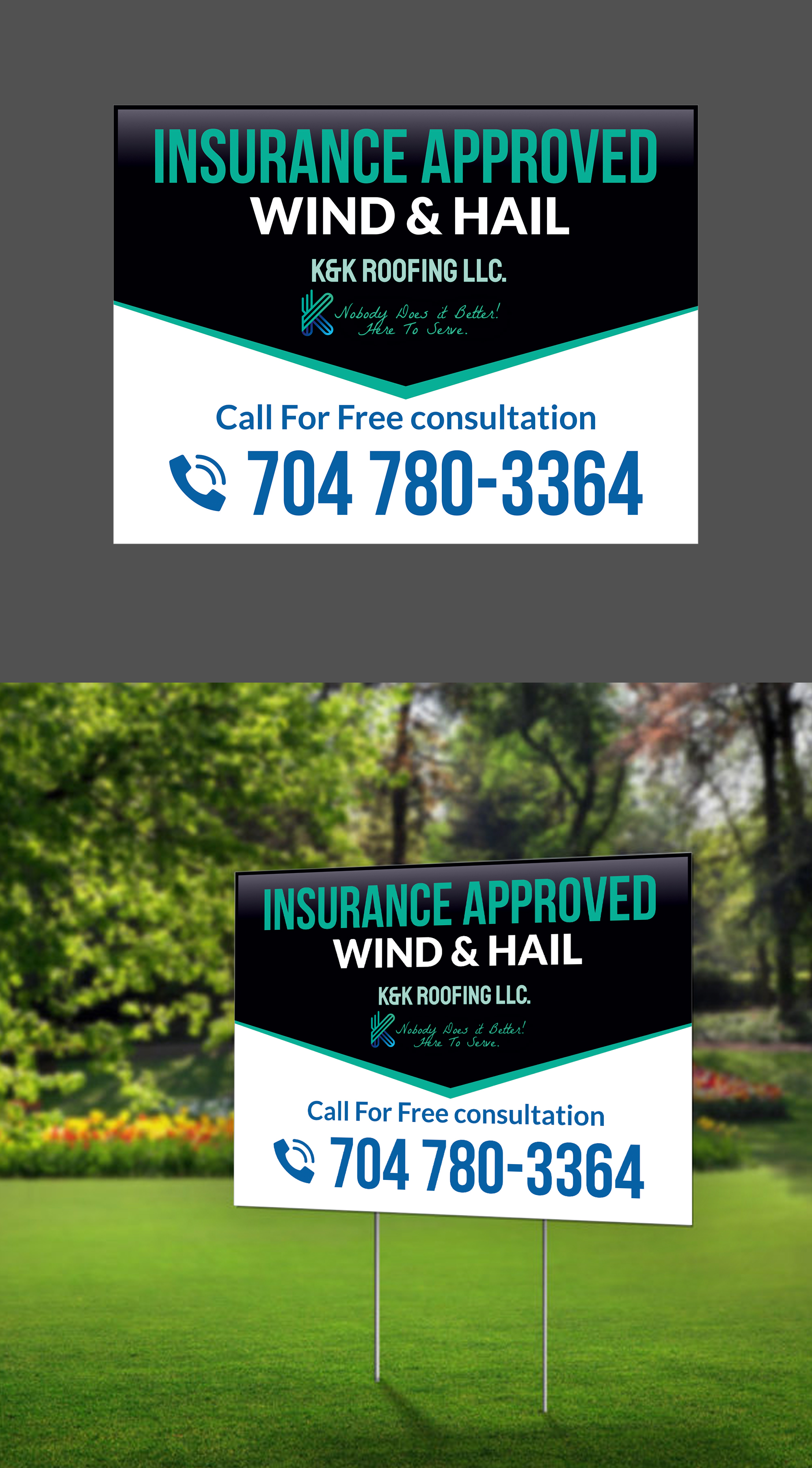 Signage Design by ecorokerz for K&K ROOFING  | Design #26511701