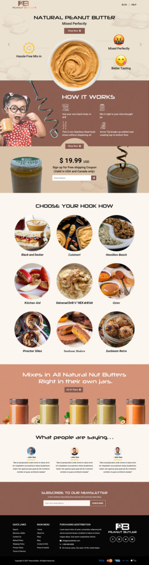 website for shopify-   Peanut Butler.   Natural Peanut Butter Mixer | Web-Design von Titan Eagle