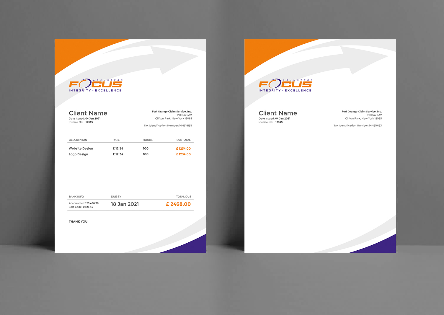 Word Template Design by ecorokerz for Fort Orange Claim Service, Inc. | Design #26704998