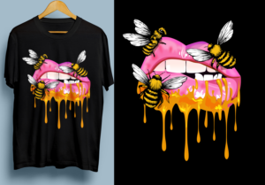 Pretty Lips Streetwear T-Shirt Design | Diseño de Camiseta por SAI DESIGNS