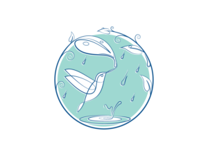 Vector of bird refreshed by sipping fresh rain from leaf | T-shirt Design by mithunpopey