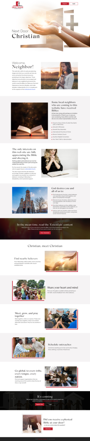 Landing page and nested content pages for NextDoorChristian.com | Web-Design von sai.designer87