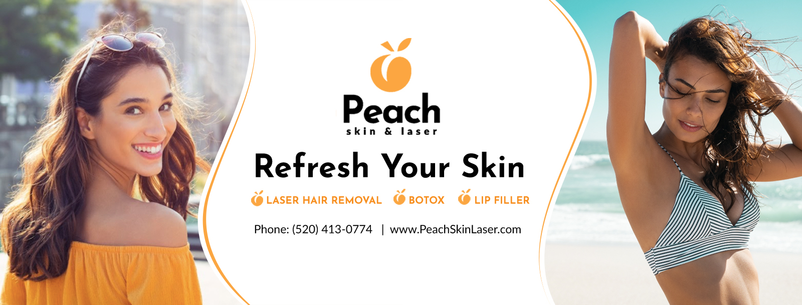 Banner-Design von Blue Sparrow für Peach Skin & Laser | Design #26568162