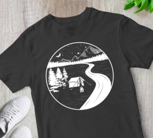Simplistic Northern Camping T-shirt | Diseño de Camiseta por Navisol Creatives