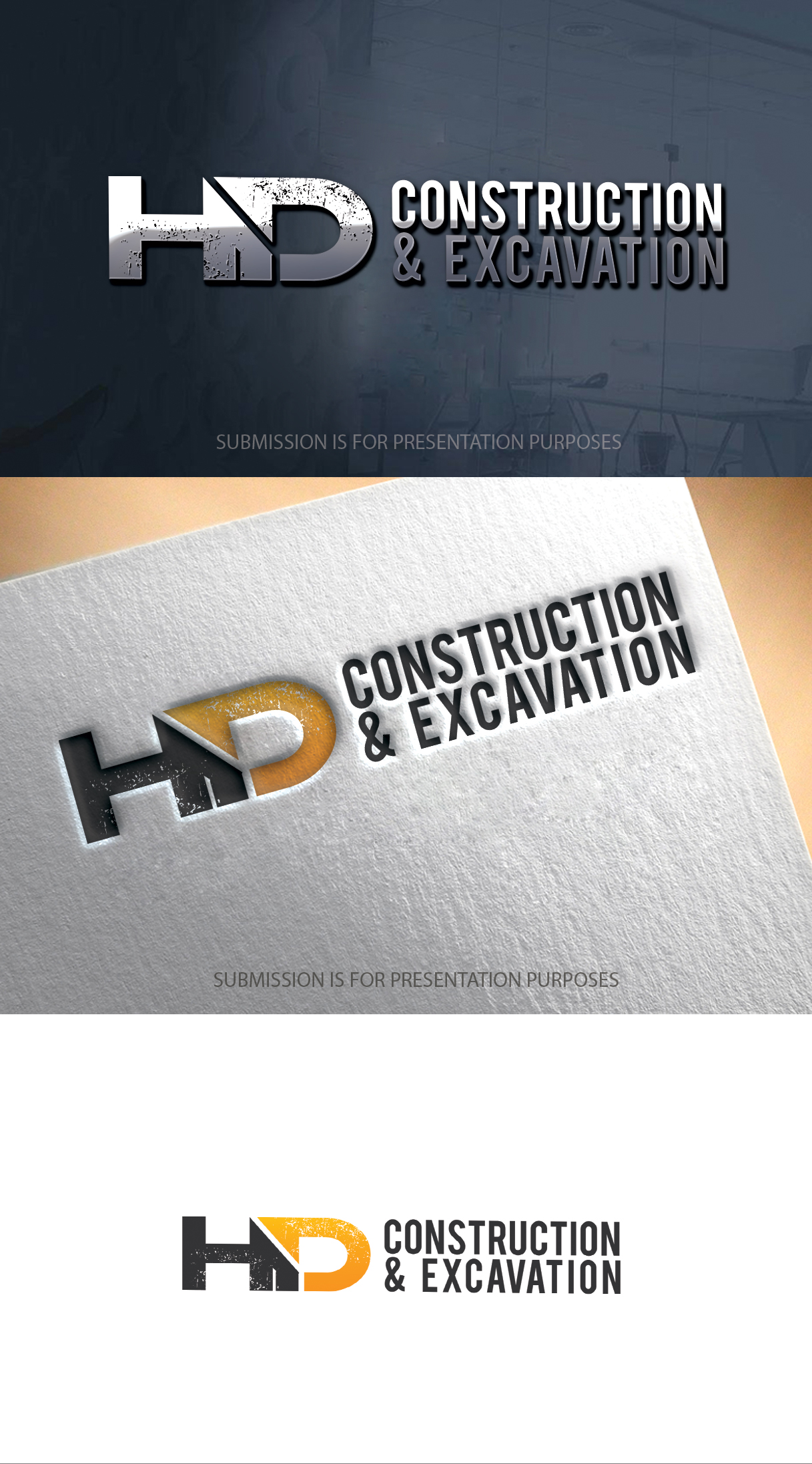 Logo Design by graphicevolution for HD construction & excavation  | Design #26570878
