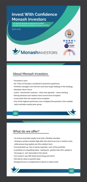 Diseño de PowerPoint por Deziners Zone para Monash Investors Pty Ltd | Diseño: #26573729