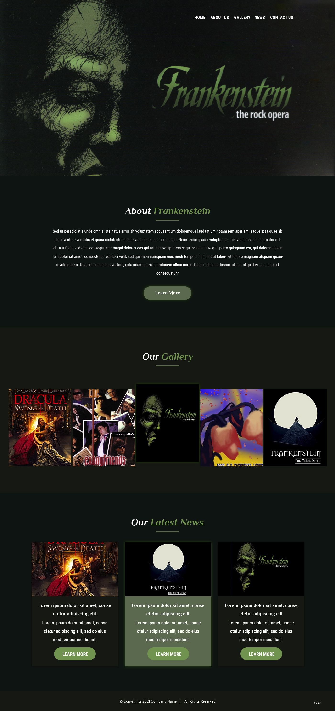 Diseño Web por pb para Frankenstein The Rock Opera, LLC | Diseño #26578770