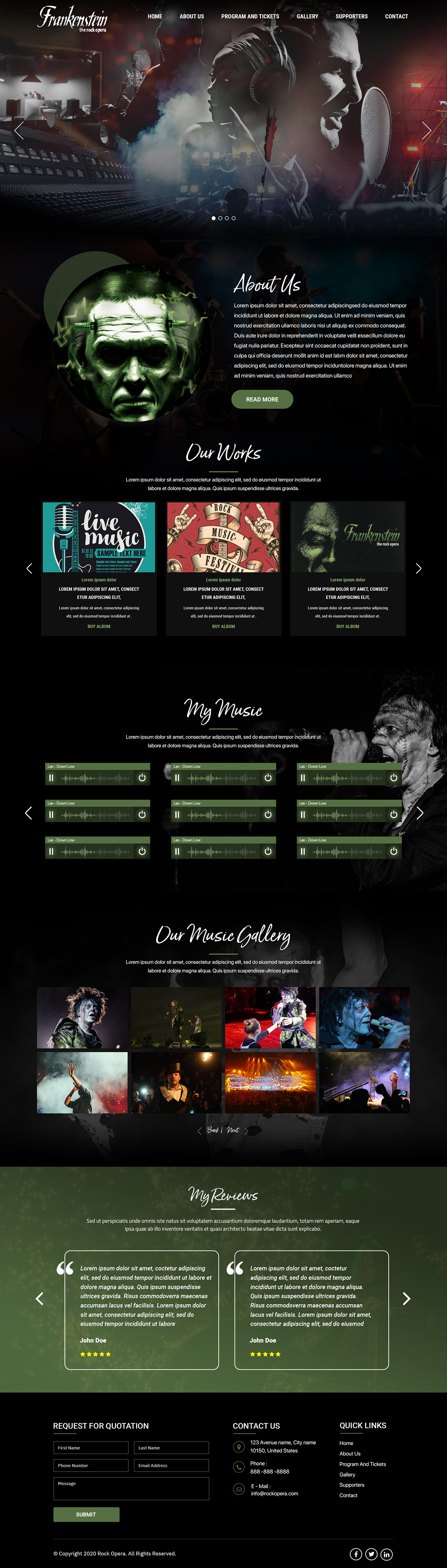 Diseño Web por Titan Eagle para Frankenstein The Rock Opera, LLC | Diseño #26673146