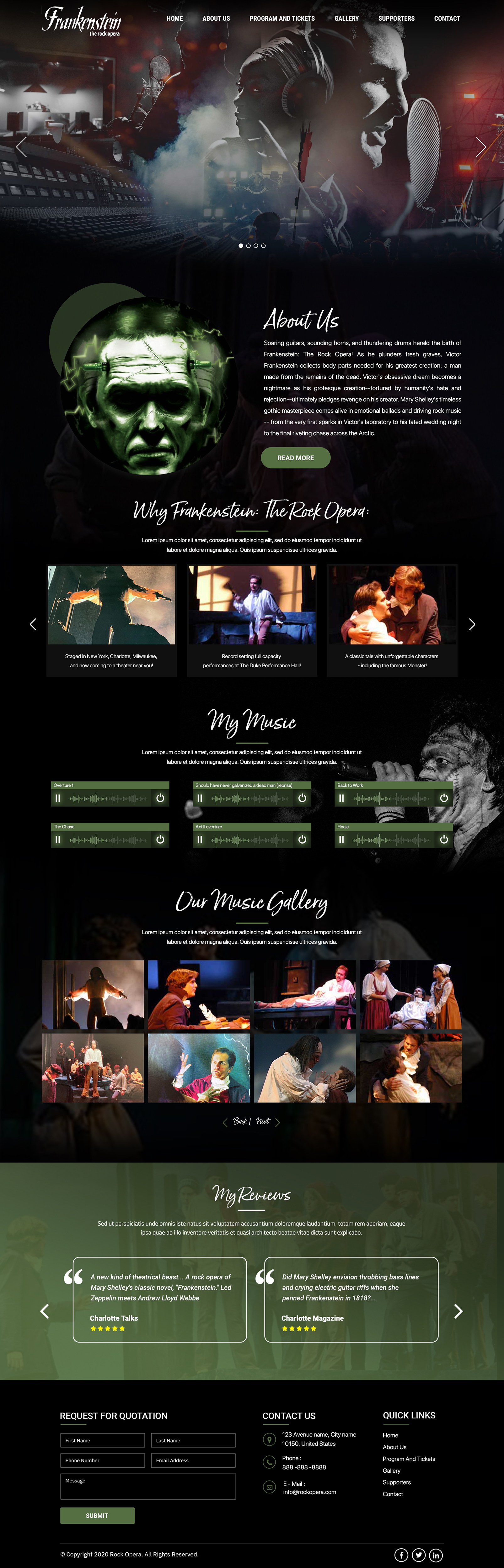 Web Design by Titan Eagle for Frankenstein The Rock Opera, LLC | Design #26673235