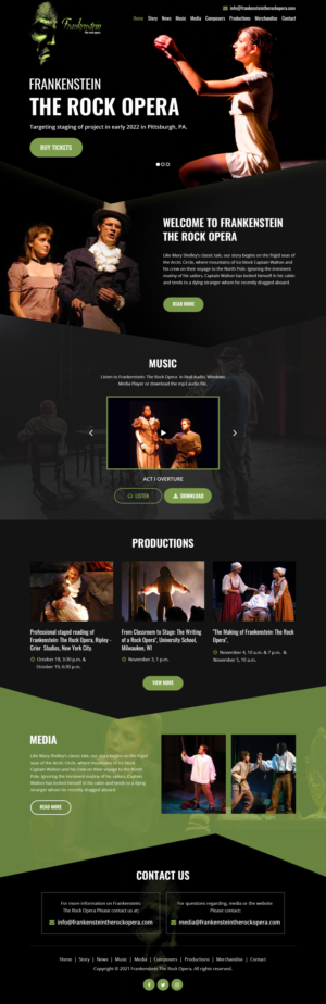 Web Design by Starlyn DS for Frankenstein The Rock Opera, LLC | Design: #26610563