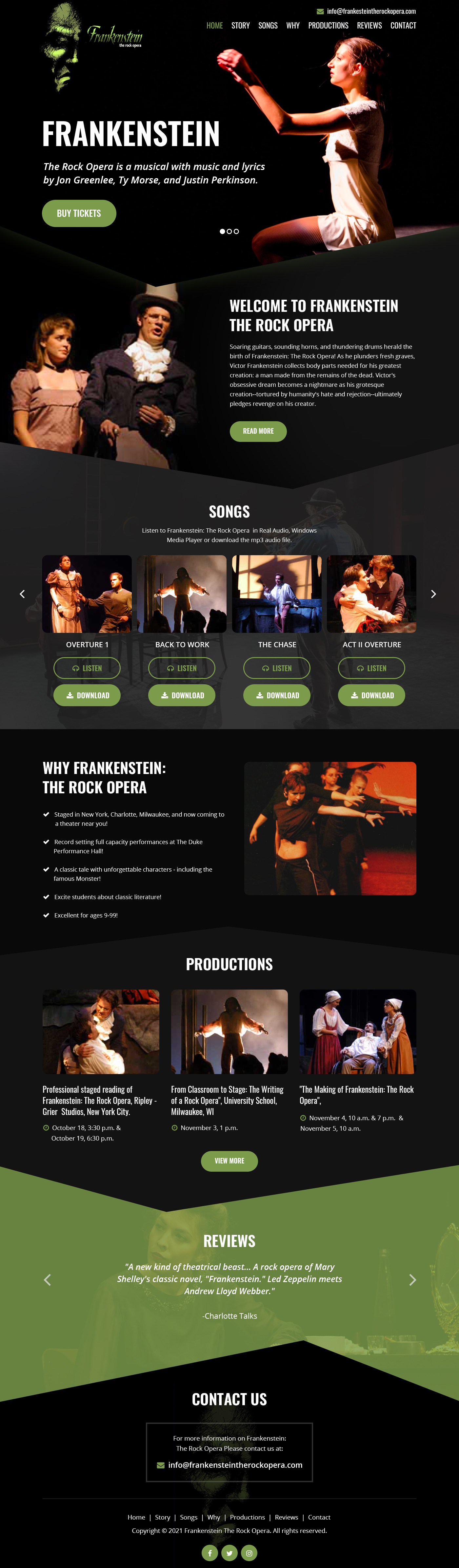 Web Design by Starlyn DS for Frankenstein The Rock Opera, LLC | Design #26707665