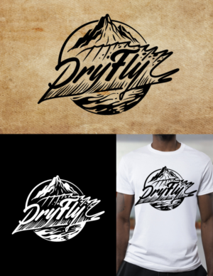 Fly Fishing T-shirt design with a Grayling back fin and "Dry Fly" text | Diseño de Camiseta por ally designs