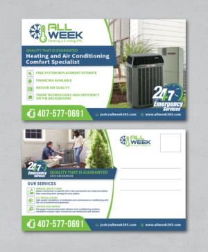 Postcard Design by alex989 for All Week Heating and Cooling Inc  | Design: #26581626