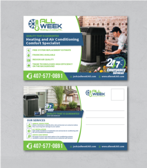 Postcard Design by alex989 for All Week Heating and Cooling Inc  | Design: #26581627