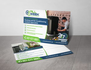 Postcard Design by alex989 for All Week Heating and Cooling Inc  | Design: #26581639