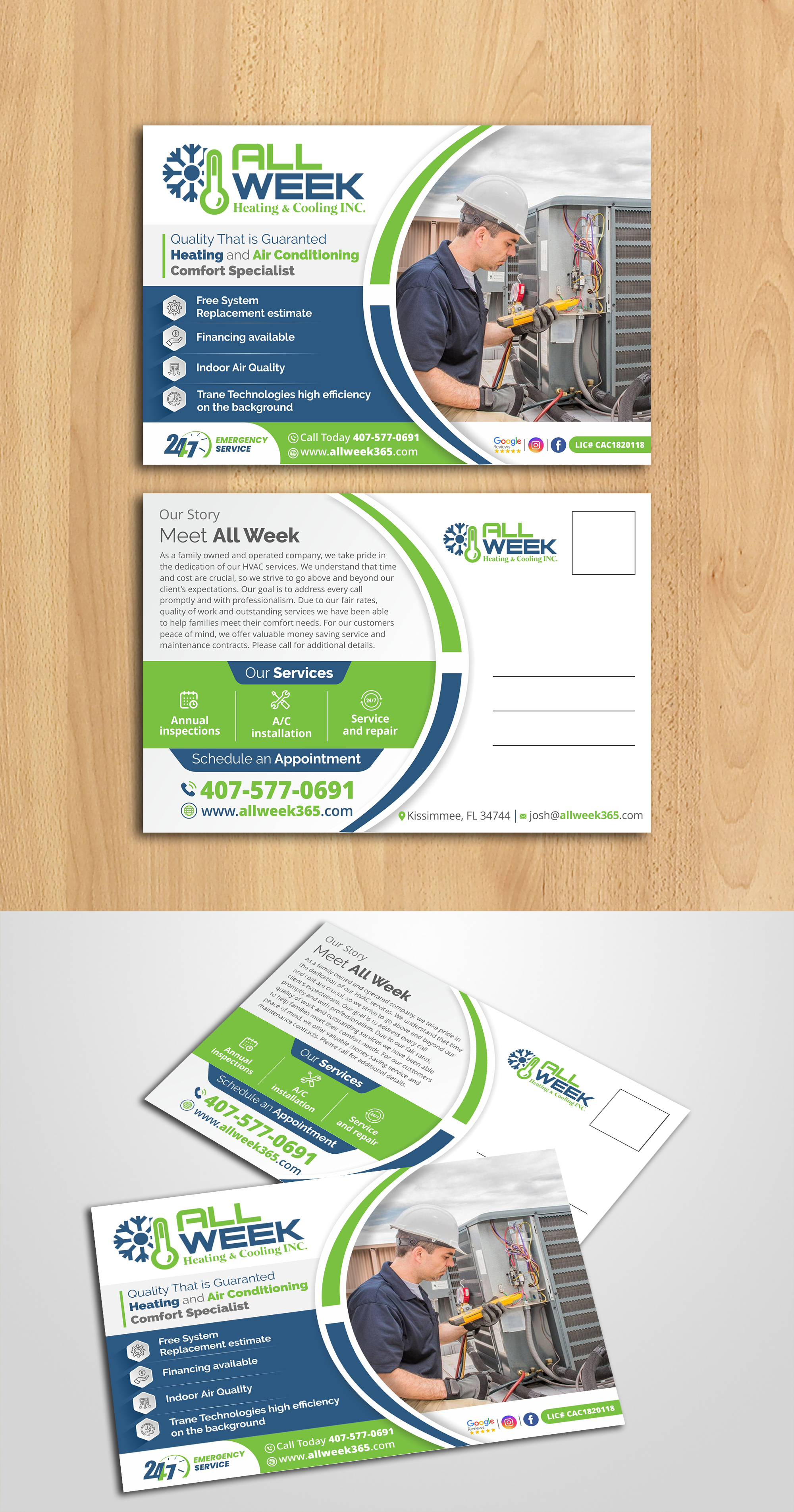 Postcard Design by ecorokerz for All Week Heating and Cooling Inc  | Design #26583126