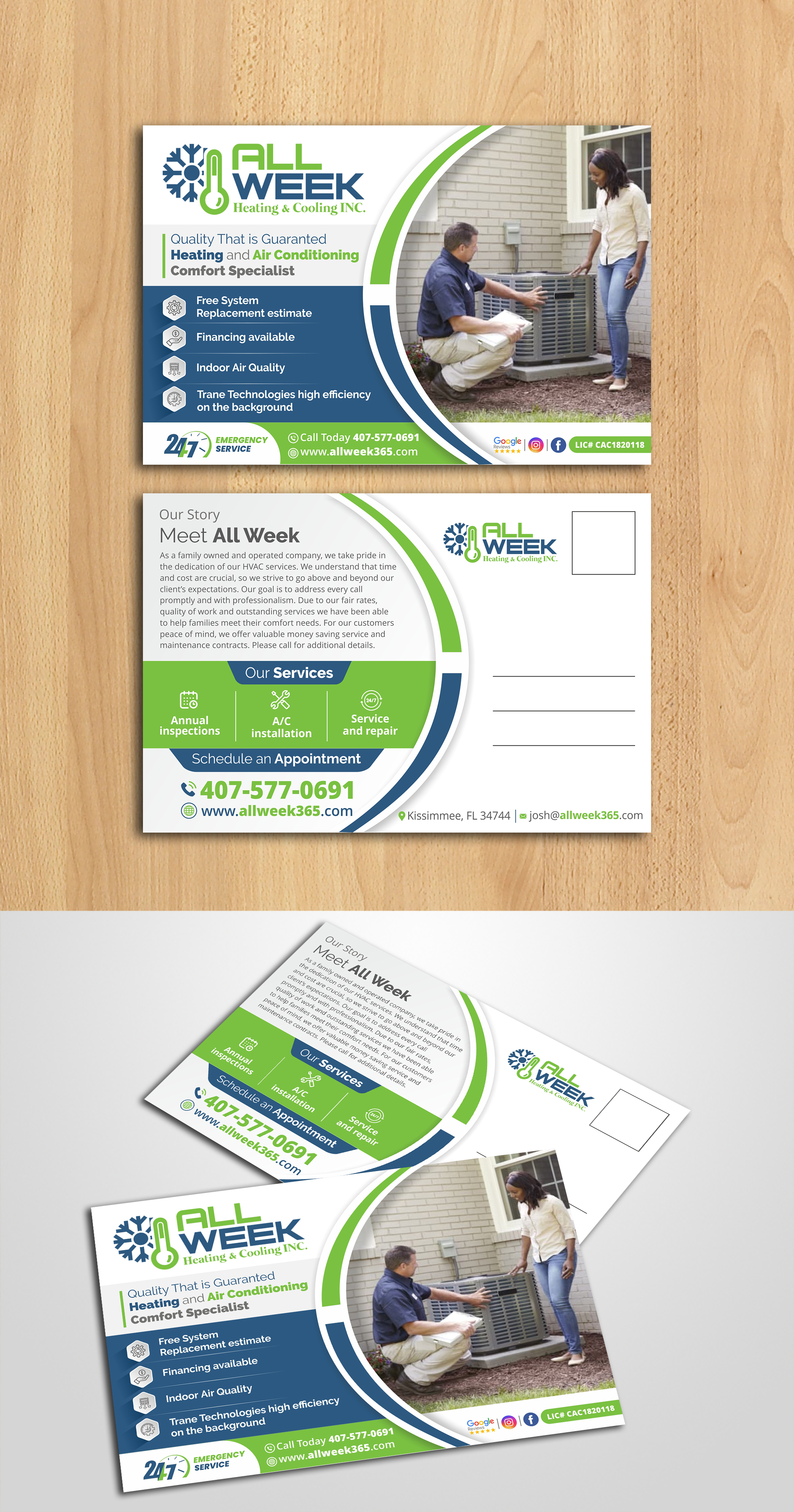 Diseño de Postal por ecorokerz para All Week Heating and Cooling Inc  | Diseño #26583127