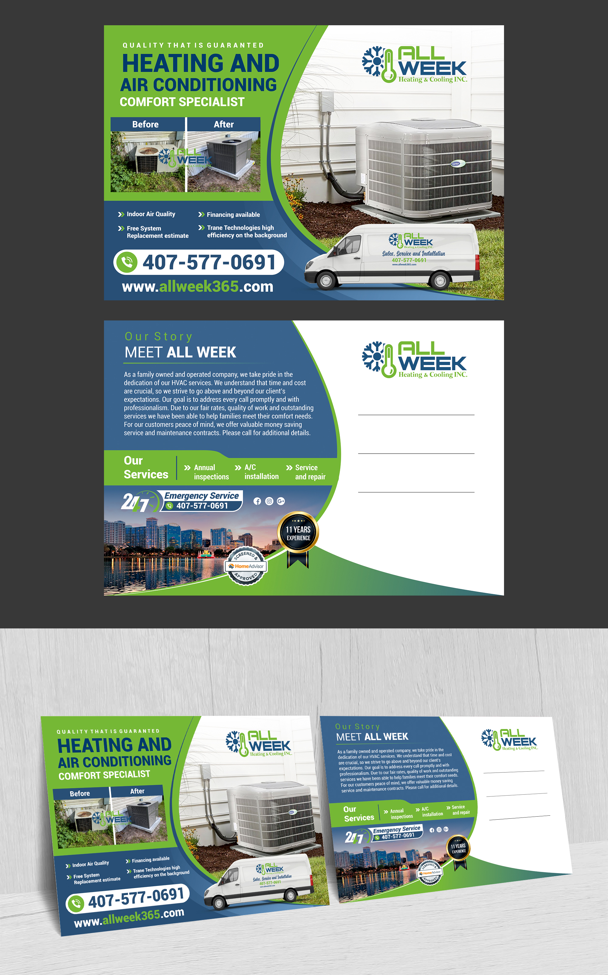 Postcard Design by ecorokerz for All Week Heating and Cooling Inc  | Design: #26583170