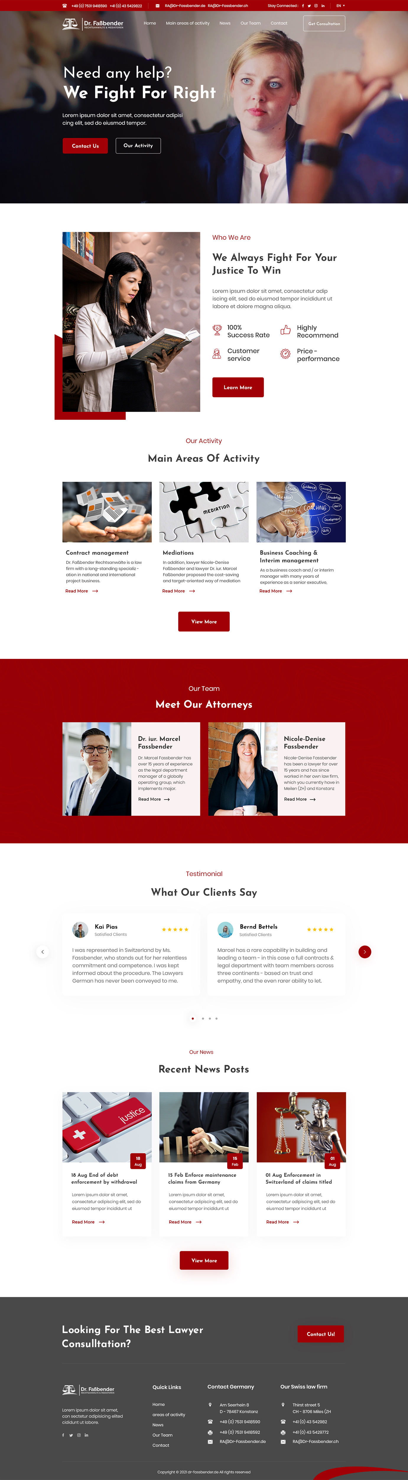 Web Design by Webvalley99 for Dr. Fassbender Rechtsanwaelte & Mediatoren | Design #26595584