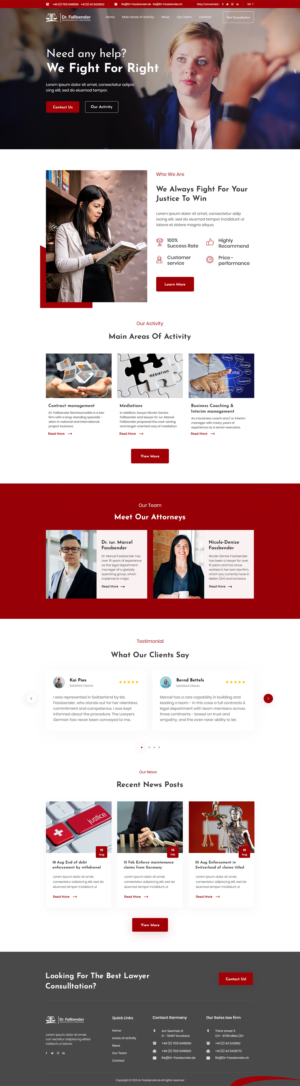 Diseño Web por prabir 3 para Dr. Fassbender Rechtsanwaelte & Mediatoren | Diseño #26595584