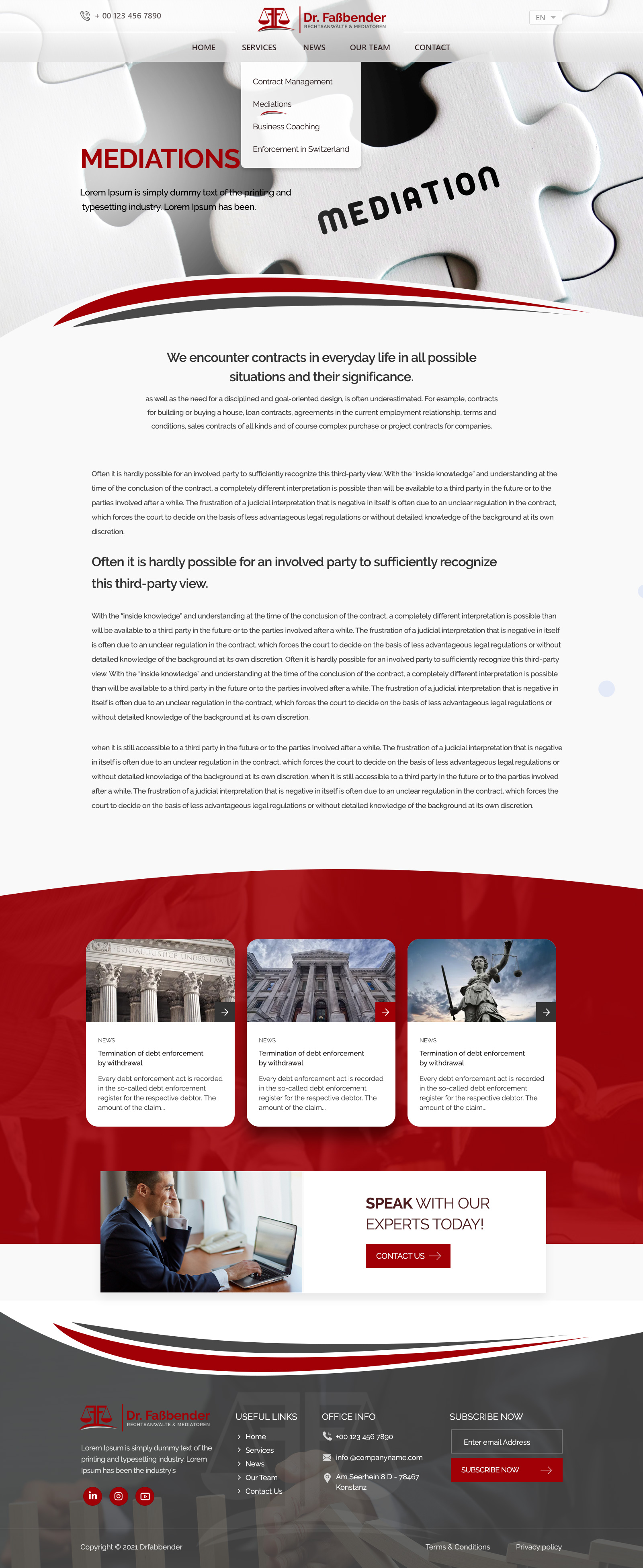 Web Design par Shijo John pour Dr. Fassbender Rechtsanwaelte & Mediatoren | Design #26662578