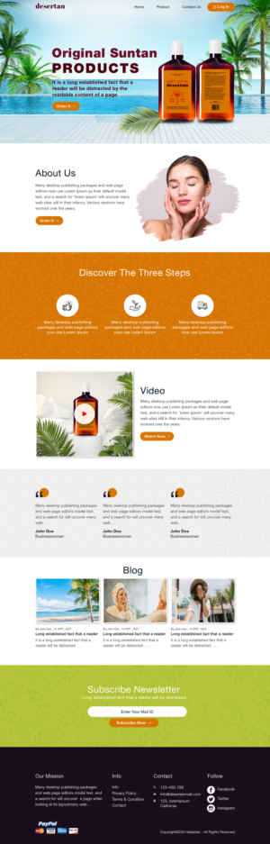 Design an e-commerce website for a suntan product | Diseño Web por sai.designer87
